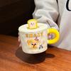 Cute Cartoon Mug with Lid Spoon Ceramic Cup for Girls with High Appearance Office Water Cup Practical Birthday Gift