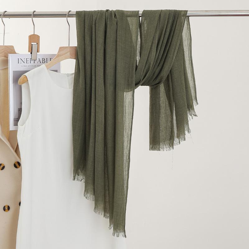 Monochrome Thin Scarf Women'S Sunscreen Shawl Solid Color Simple Imitation Cotton And Linen Silk Scarf High-End Yarn