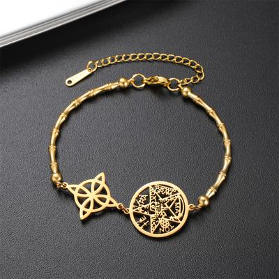EUEAVAN Sacred Witch Knot Bracelet Stainless Steel Tetragrammaton Pentacle Bracelet For Women Double Protection Jewelry Gifts