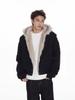 Unisex Retro Deconstructed Silhouette Fur Collar Hooded Jacket for Autumn/Winter