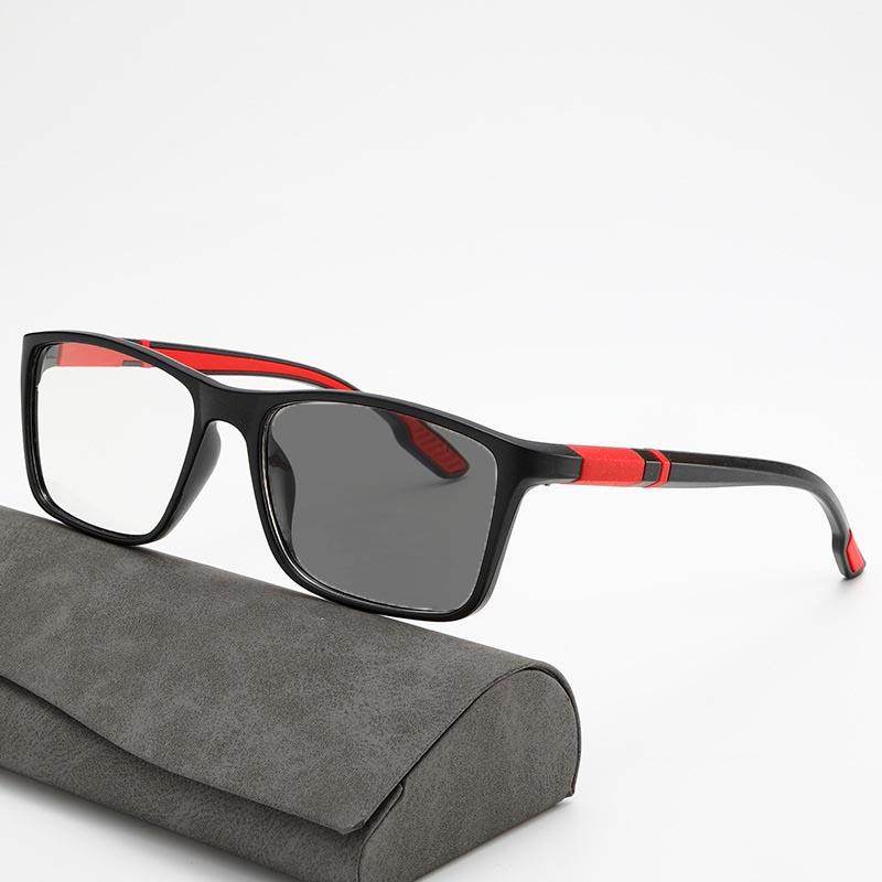 Photochromic Myopia Glasses for Men Women Sports Anti-blue Light Near Sight Eyewear Color Changing Black Red Frame Eyeglasses