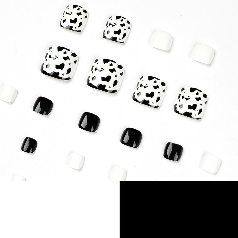 Summer Black and White Leopard Print Foot Nail Piece Fake Nail Nail Piece Nail Piece Nail Piece Wearable Nail Piece Nails