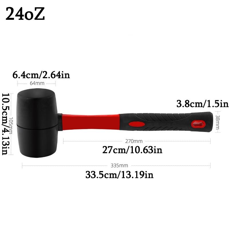 Rubber Hammer Rubber Hammer Elastic Rubber Hammer Installation Hammer Soft Rubber Round Head Dual Color Fiber Handle.zwq