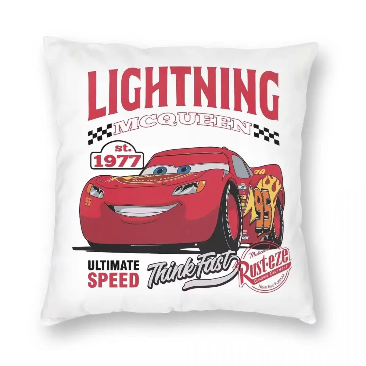

2025 Retro Lightning McQueen Cars Pillowcase Cartoon Double-sided Print Square Pillow Bedroom Room Decoration Pillowcase Gift 18x18Inch