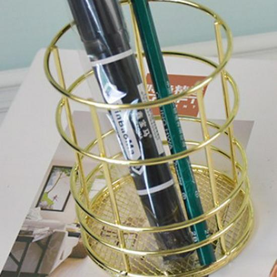 Multi-Function Iron Pen & Makeup Brush Holder - Desktop Storage Basket