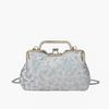 Bag new 2025 European and American fashion sequins colorful portable dinner bag ins women's retro clip shell bag