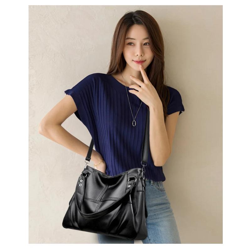High Quality Soft Leather Handbags for Women 2023 Vintage Women's Shoulder Messenger Bag Luxury Large Capacity Female Sac A Main