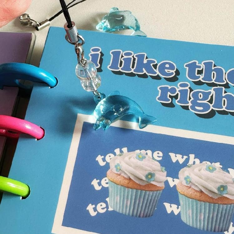 Elegant Blue Dolphin Phone Chain Charm Ornament Personalized Keyring Accessory