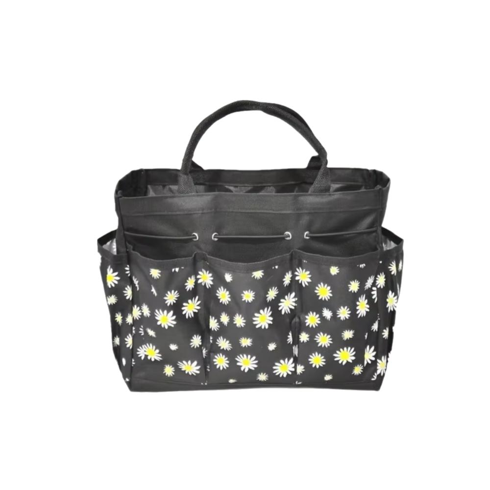 

Daisy Print Portable Garden Tote Oxford Cloth Garden Tool Organizer Handheld Tool Kit Pouch Work чёрный