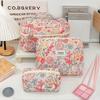 Fashion Pink Flower Women's Clutch Bag Toiletry Makeup Tool Storage Pouch Portable Tote Travel Quilting Cosmetic Bag Handbag