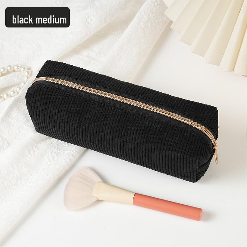 Korean Style Corduroy Pencil Case for Women, Large Capacity, High-Value Appearance, Versatile for Stationery or Makeup Brushes