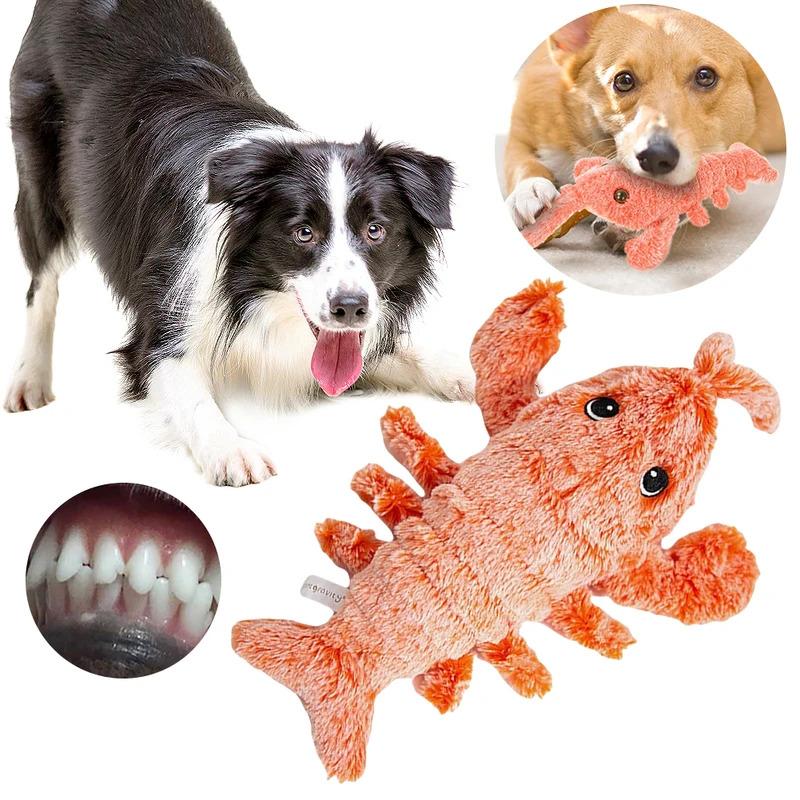 Interactive Floppy Lobster Dog Chew Toy with Squeaker Puppy Teething Toys for Small Medium Large Dogs Chewing Mental