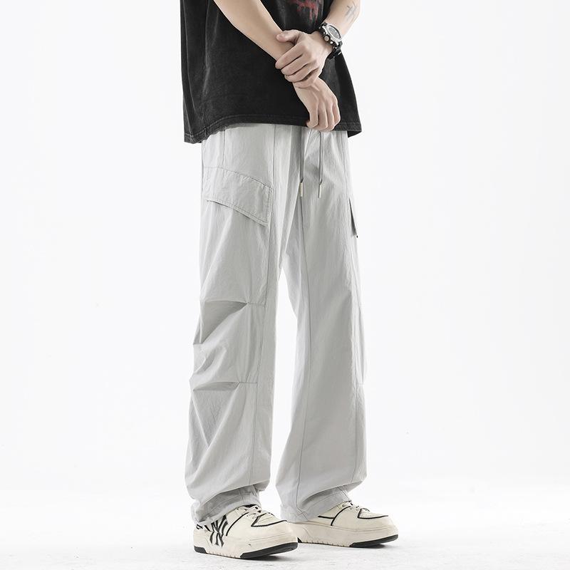 American trendy brand outdoor tooling paratrooper pants thin men's summer new loose casual straight ice silk trousers