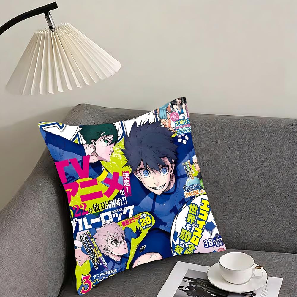 BBlue LockK Anime Cushion Cover Pillowcase Ultra Soft Skin Friendly Fabric Cloud Like Comfort Concealed Zipper
