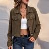 Women's Autumn and Winter Textured Corduroy Women's Jacket Short Lapel Jacket