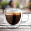 250ml Doppelwandige Glas-Kaffeetassen Isolierte Borosilikatglas-Kaffeetassen mit Henkel für Cappuccino, Latte, Tee, Heiß/Kalt