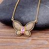 Nidin Top Quality Copper Zircon 12 Styles Charms Butterfly Pendant Chain Necklace for Women Gold Plated Vintage Boho Jewelry