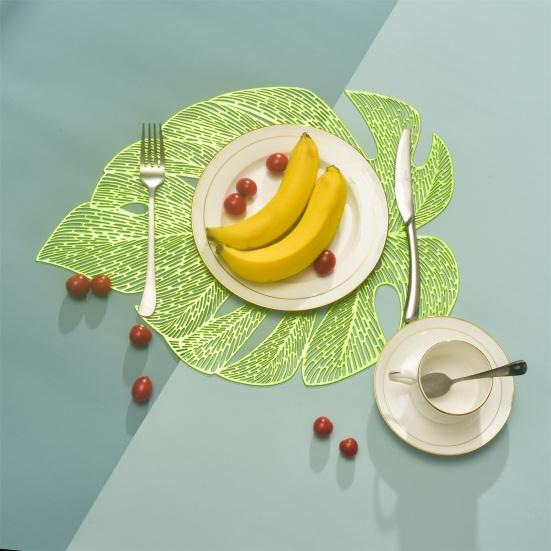 

Artificial Leaf Placemat Delicate Design Anti-scald Hollow Simulated Turtle Back Leaf Heat-resistant Placemat