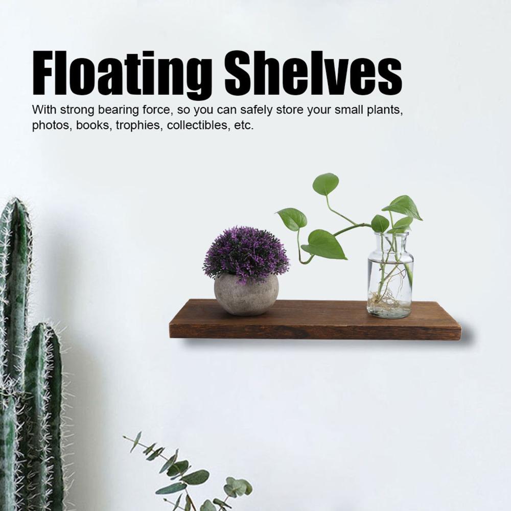 Rustic Wood Wall Mounted Shelves Brown Paulownia Wood Shelf Display Rack Floating Shelf  Bedroom