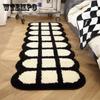 Plush Black & White Checkered Area Rug - Soft, Thick, Easy-Clean Fabric | Durable & Lightweight for Bedroom, Living Room