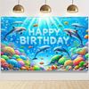Marine-Thema Happy Birthday Banner Unterwasser Delfin und Meerestier Partydekorationen
