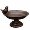 Antique Rustic Round Cast Iron Footed Bird Feeder With Bottom Base Home Garden Decor Table Heavy Metal Storage Bowl Plate Tray
