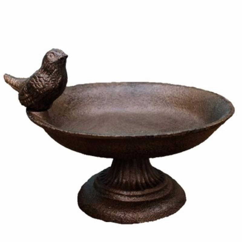 Antique Rustic Round Cast Iron Footed Bird Feeder With Bottom Base Home Garden Decor Table Heavy Metal Storage Bowl Plate Tray