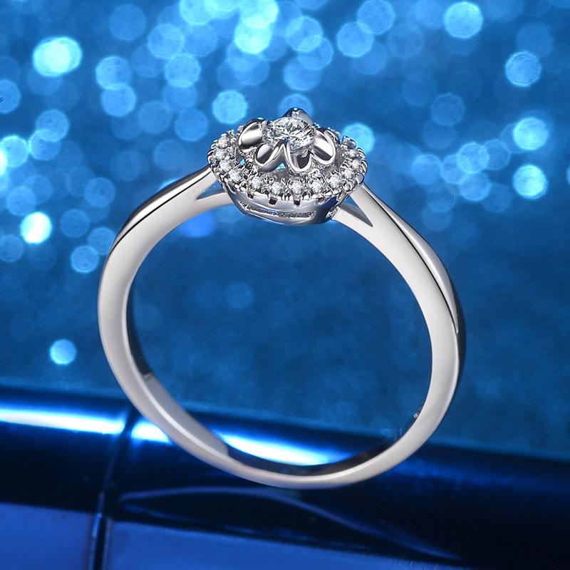 Couple Ring Round Diamond Flower Ring Simple Fashion Ring Female