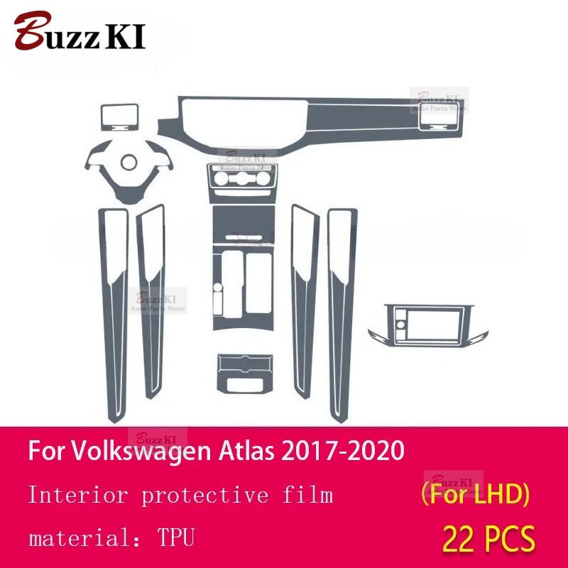 For Volkswagen Atlas 2017-Car Interior Film Dashboard piano board Shift center console Anti-scratch transparent TPU Car Film