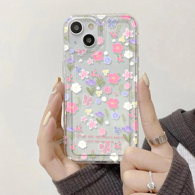 Vollbild Blumen Schmetterling für iPhone17ProMax Handyhülle Apple 16Pro Airbag 14/15 Nische x
