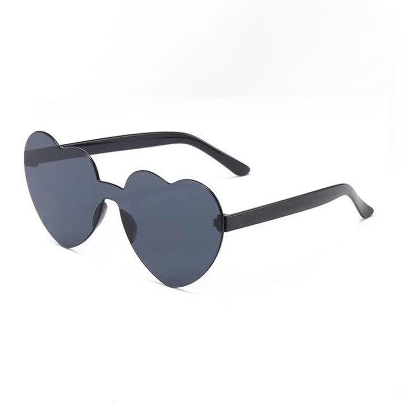 1pc Rimless Heart Sunglasses for Women 2026 New Transparent Pink Purple Love Heart Shades Party Eyewear