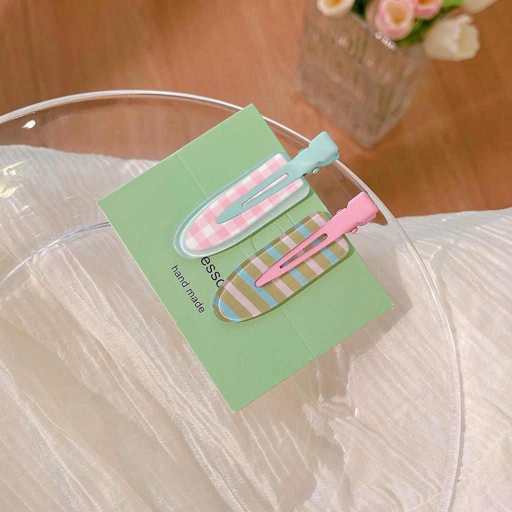2Pcs Sweet Dopamine Crushed Hair Clip Side Duckbill Clip Summer Markless Hair Card Women's  New Clip Headgear