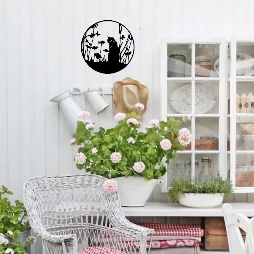 Charming Tree of Life Decor - Rustic Metal Wall Art with Cat & Bird for Home Enhancement