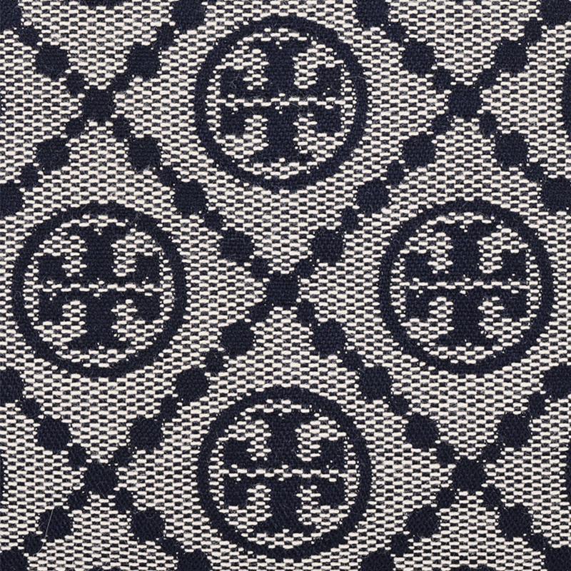 Tory Burch T Monogram Logo Print Zipper Closure Jacquard And Leather Shoulder Crossbody Handbag Mini Women Handbags Navy-Blue 163258-405