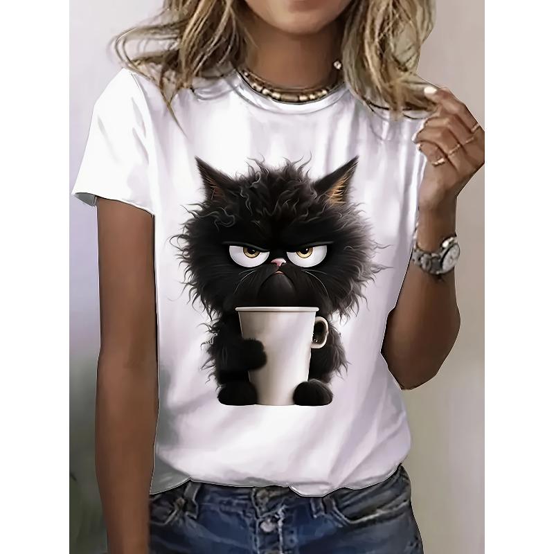 

European sizes Chic Alphabet-Print Tee - Versatile, Easy-Care & Comfortable, Women S Casual All-Season T-Shirt Fashionable 4XL