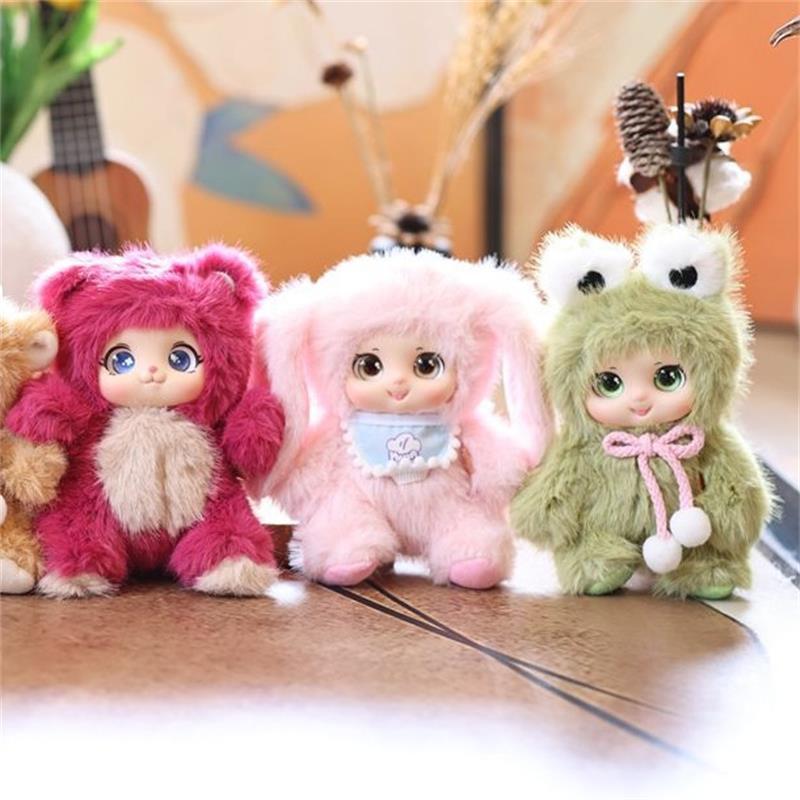 18CM Cartoon Cute Vinyl Animal Plush Doll Stuffed Toys Keychain Lanyard Backpack Pendant Bag Hang Couple Ornaments Ragdoll Kids Gifts