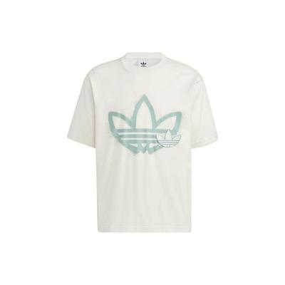 adidas Originals Round Neck Drop Shoulder Sleeve Large Logo Print Short Sleeve T-Shirt Unisex Tops White HS2008