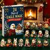 Christmas Advent Calendar Eagle Calendar, 24Pcs Acrylic 2D Ornament Set with Mini Decorative Keepsakes Cartoon Figures, Tree Hanging Decor,