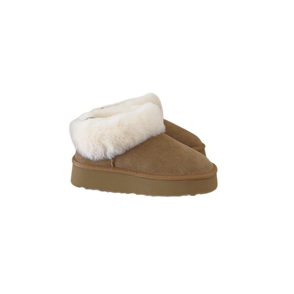 Genuine Leather Women's Suede Snow Boots: Thick-Soled and Warm for Winter