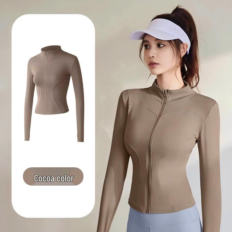 Women's Slim Fit Long Sleeve Sports Jacket - Quick Dry, High Stretch, Breathable, Sun Protection for Yoga and Running