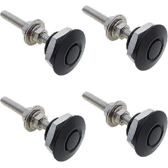 4Pcs Quick Latch Hood P, Universal Aluminum Quick Release Lock Latch Bumper, License Plate Lock Clip For Bumper Hood Or DIY 1.25 Inch(Black)