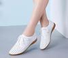 Damen Hollow Out Oxford Schuhe Mädchen Ballerina Weiche Sohle Flats Echtleder Slipper Sommer Schnür-Flats Schuhe