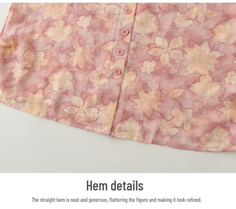 Fashionable Floral Print Blouse for Stylish Grandmas - Plus Size, Loose Fit, Summer Three-Quarter Sleeves