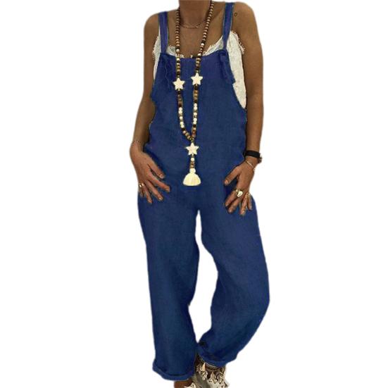 Combinaison pour femmes, couleur unie, réglable, Streetwear, pantalon Long, sans manches, col carré, barboteuse pour usage quotidien