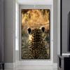 Leopard Painting On Canvas Big Cat Posters and Prints Animal Wall Picture Hand-Printed Wall Art for Living Room Entrance Decor