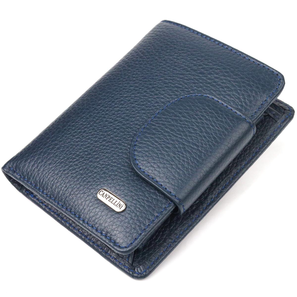 

Цікавий вертикальний жіночий кішок із натуральної шкіри CANPELLINI Wallet 21675 Синій