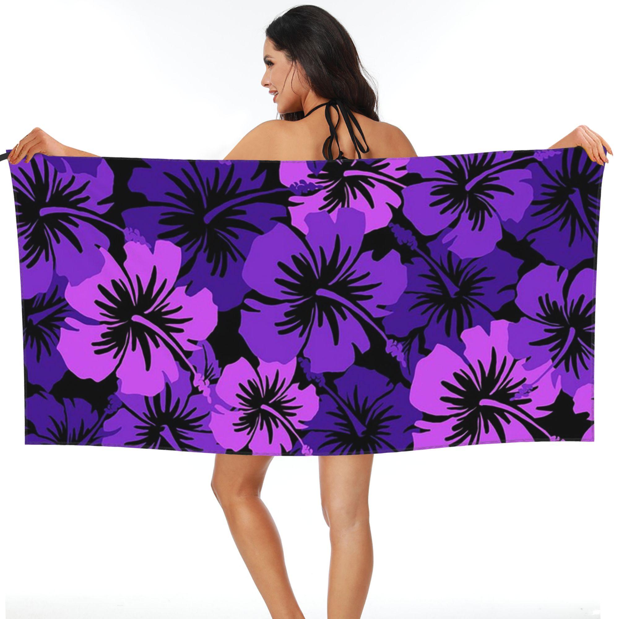 Epic Hibiscus Hawaiian Floral Aloha Beach Towel Soft Microfiber Quick Dry Absorbent Quick Towels For Bath W40*H60(CM)