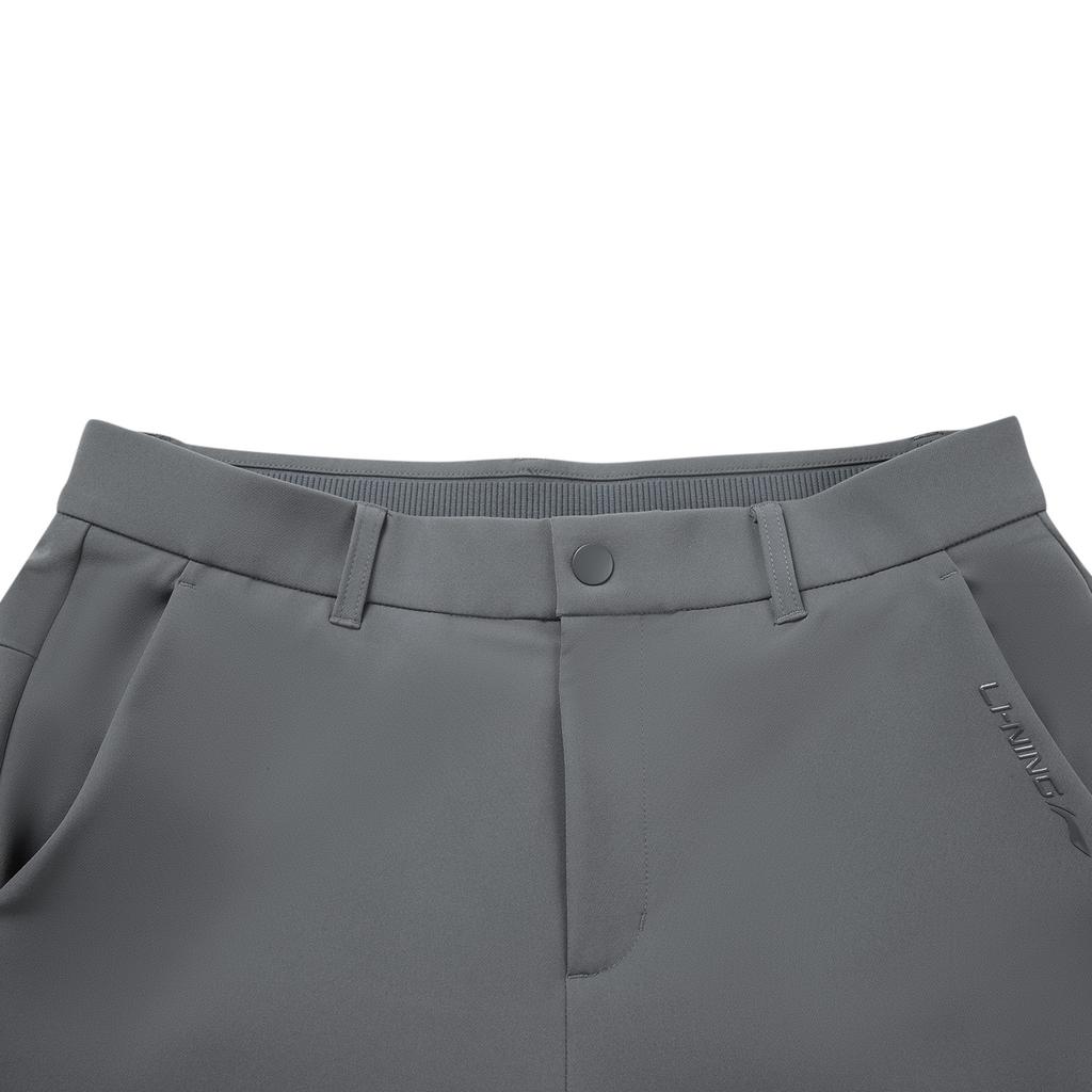 Li Ning Comfortable Straight Leg Simple Versatile Solid Color Zipper Casual Pants Men Bottoms Thunderstorm-Gray AYKV939-2
