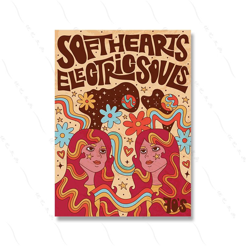 Groovy 60. léta Láska Moderní móda Umělecký plakát Tisk Hippie Soul Citát Kreslený Účesy Dívka Pokoj Obraz na plátně Domácí dekorace