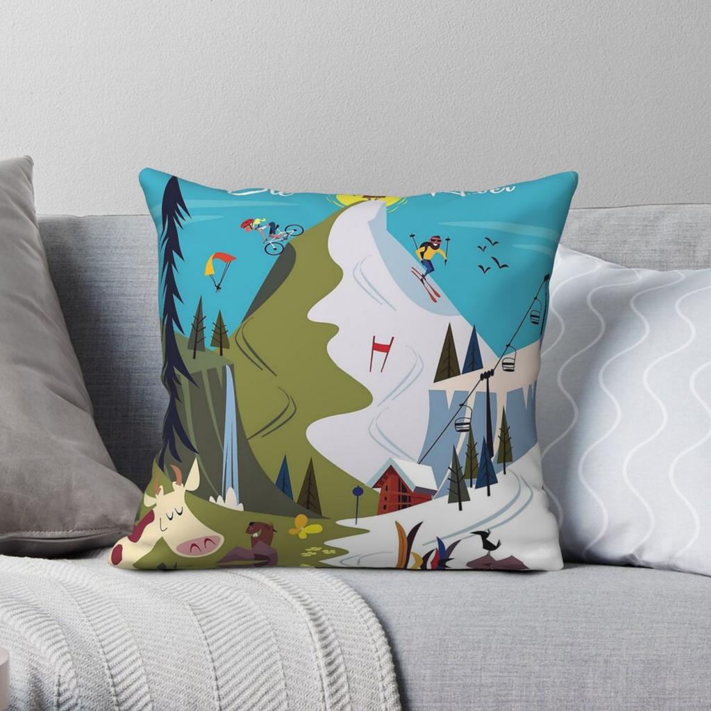 Alpes De Haute Savoie Square Pillowcase Polyester Linen Velvet Printed Zip Decor Throw Pillow Case Home Cushion Case
